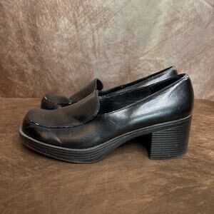 Lower East Side Vintage 90s Black Faux Leather Chunky Platform Shoes Women's 1-